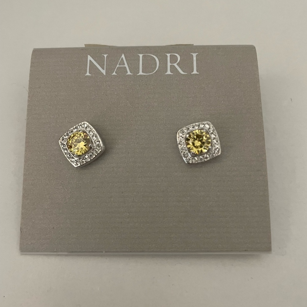 Nadri costume jewelry earrings in yellow and clear crystal stones. New w/tags!